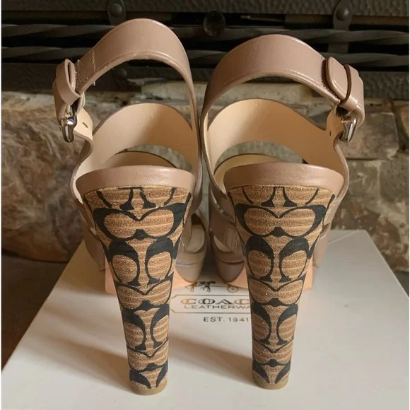 COACH Bertta Vachetta Strappy Platform High Heels - Picture 9 of 13